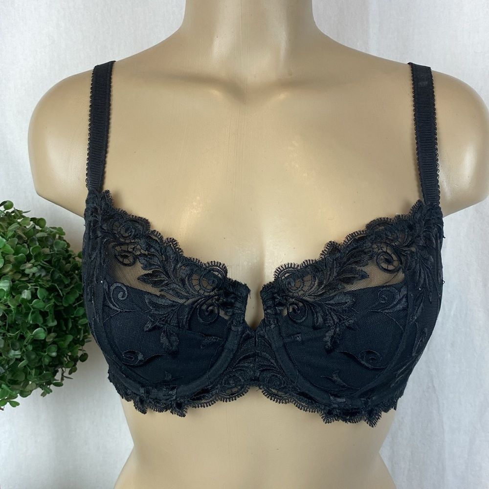 Soma Black Underwire Sheer Balconette Bra 36C